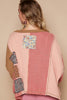 Long Sleeve  Oversized Top with flower applique