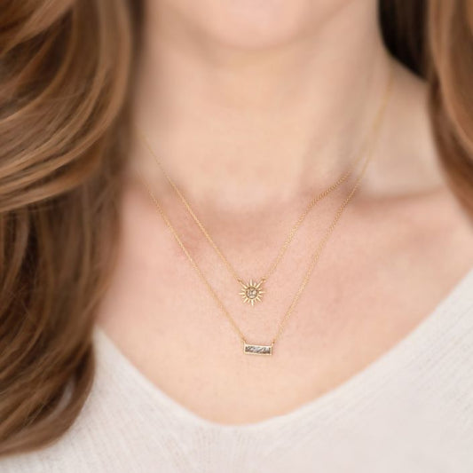 Delicate Dune Bar Necklace 14K Gold Vermeil