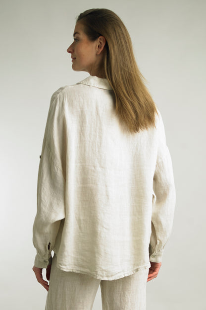 Women's Washed Linen, button up top