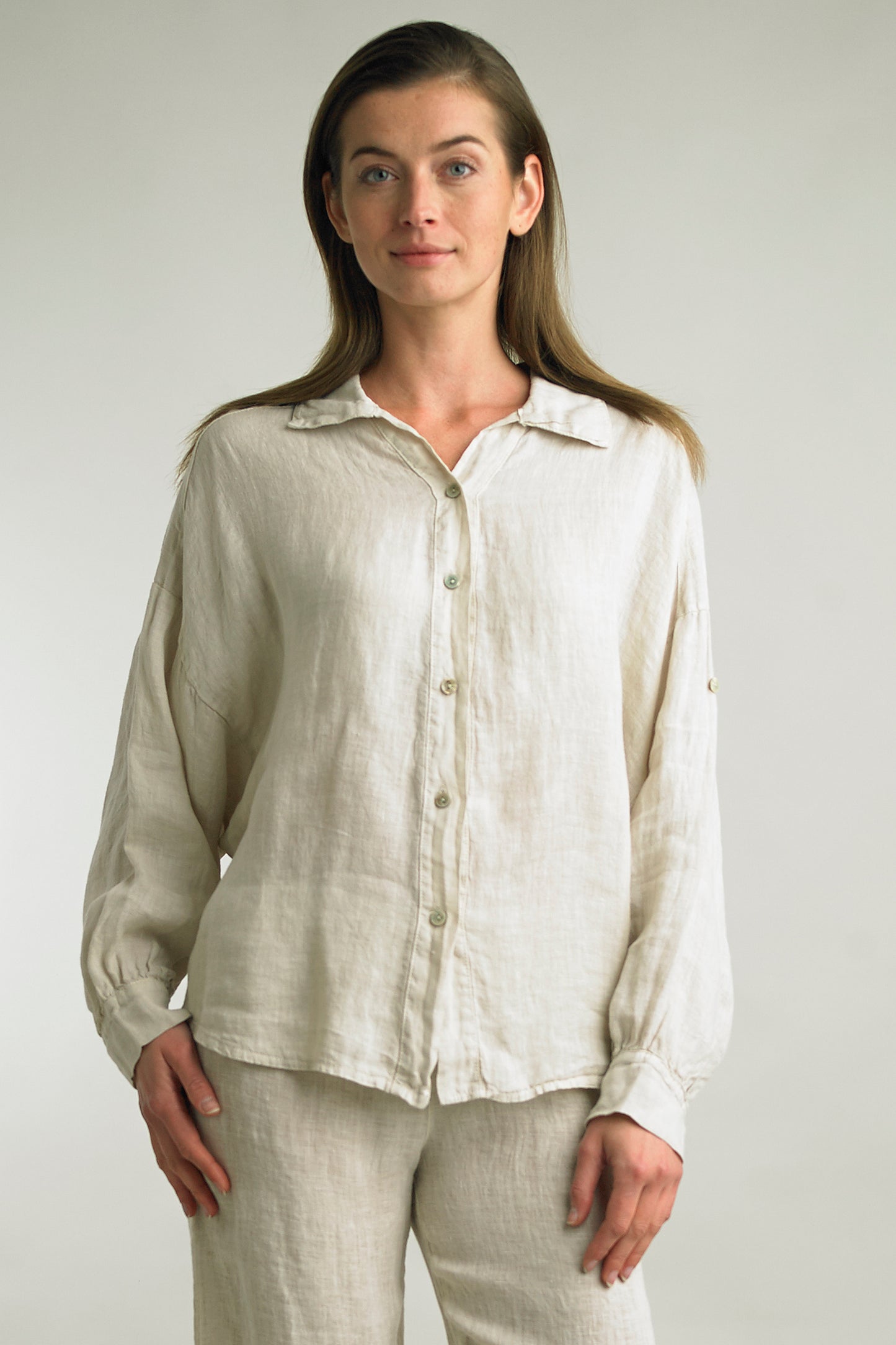 Women's Washed Linen, button up top