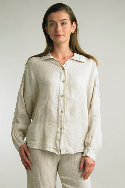 Women's Washed Linen, button up top