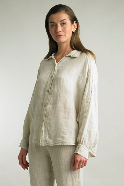 Women's Washed Linen, button up top