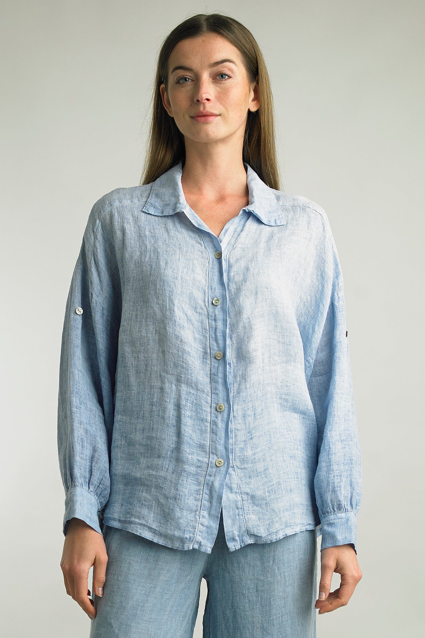 Women's Washed Linen, button up top