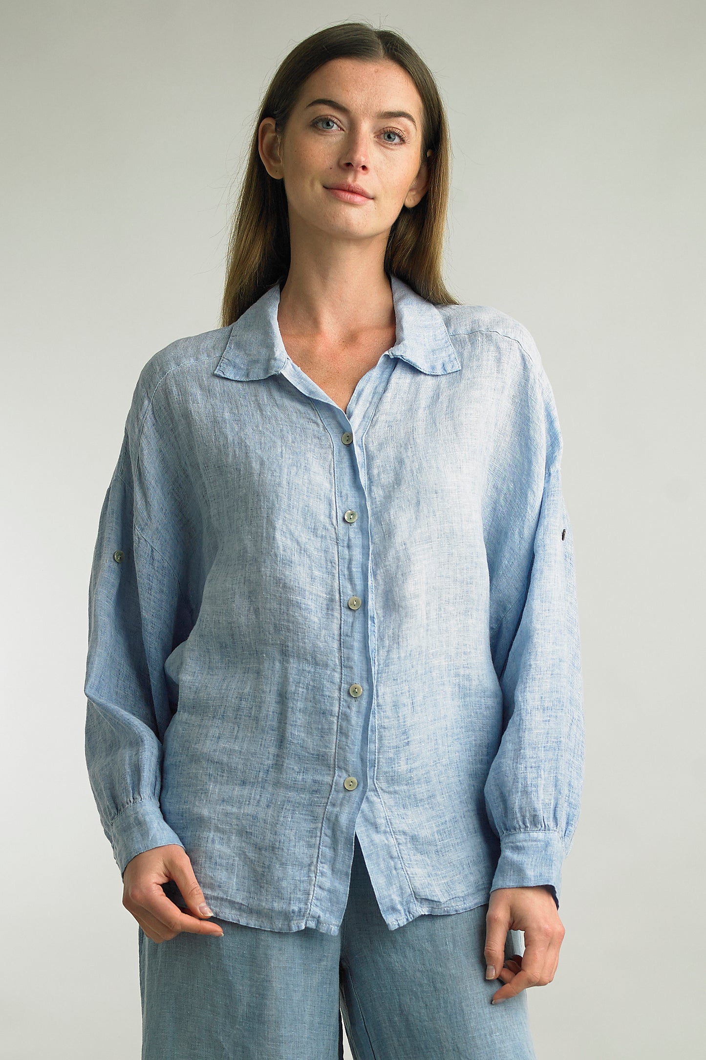 Women's Washed Linen, button up top
