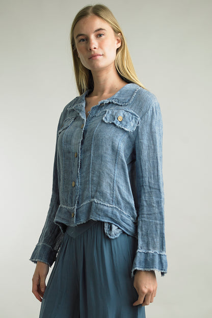 Women's Washed Linen Jacket