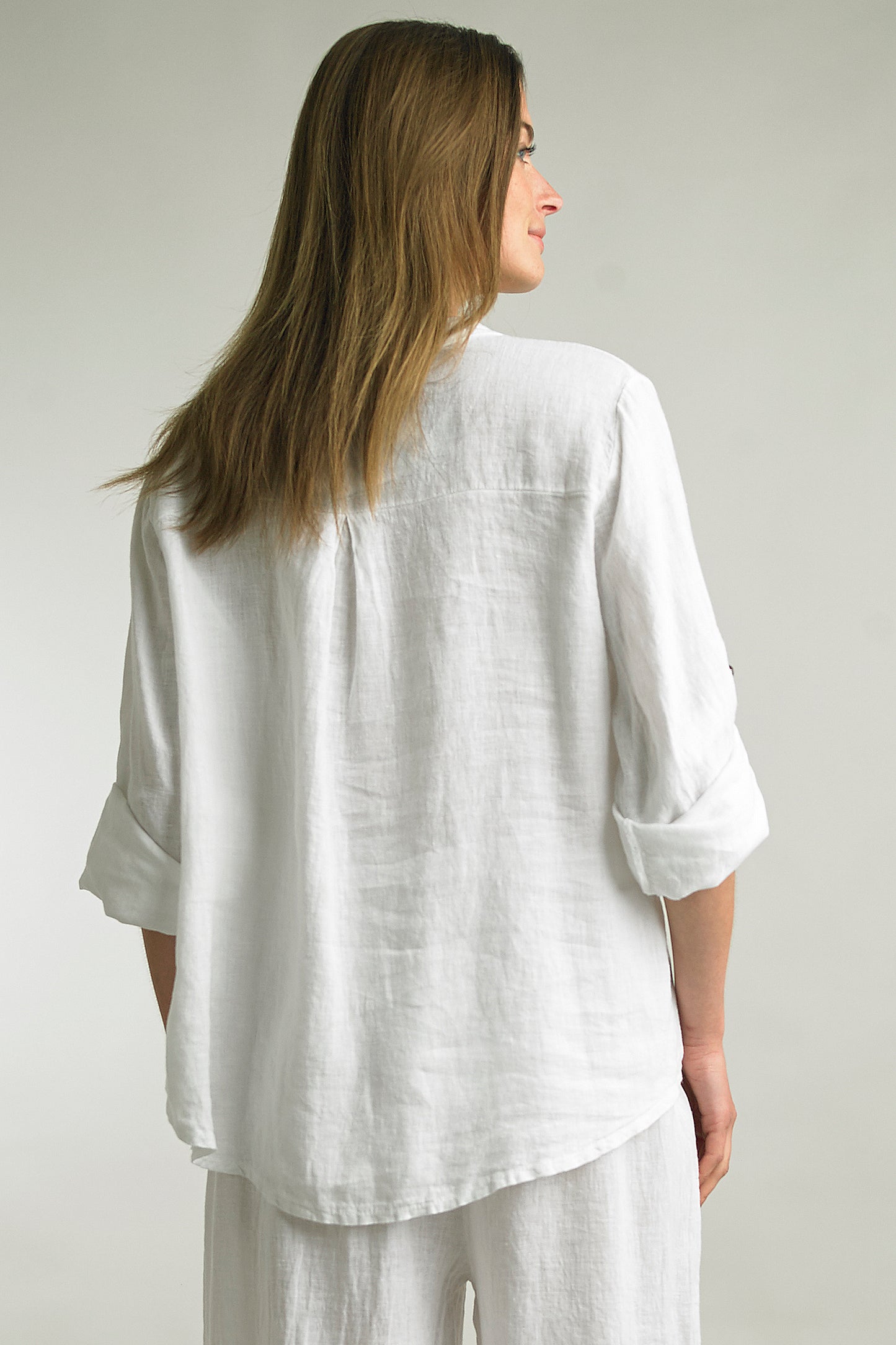 Women's Washed Linen, 1/2 button top