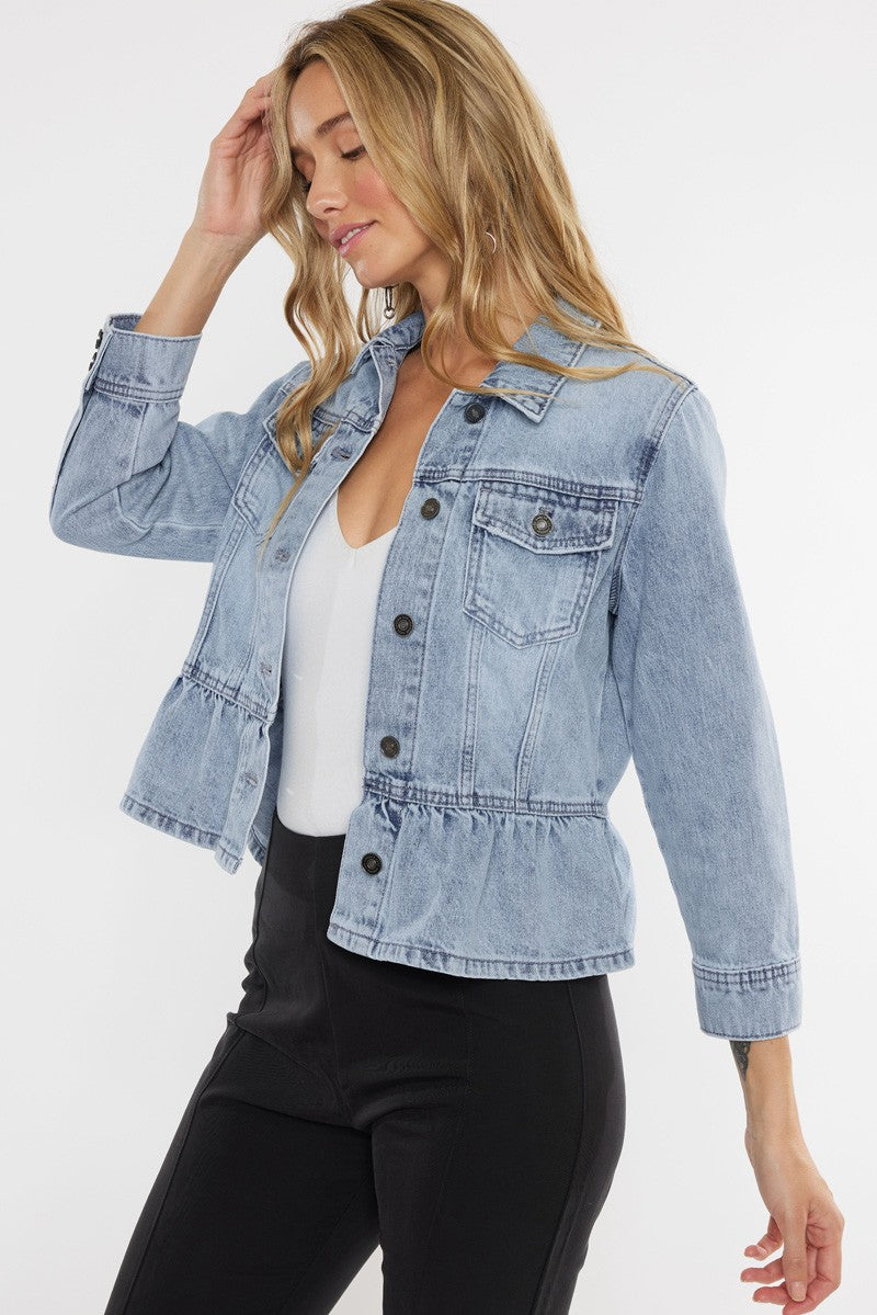 Women's Classic Fit Peplum Denim Jacket