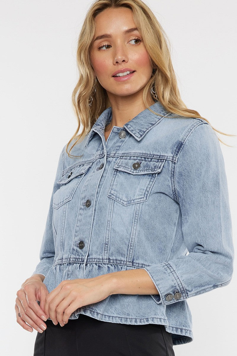 Women's Classic Fit Peplum Denim Jacket