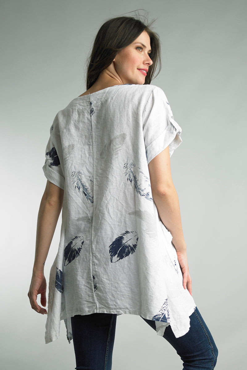 Printed Linen Tunic Top