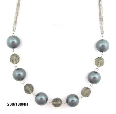 Hematite Pearl & Black Diamond Necklace