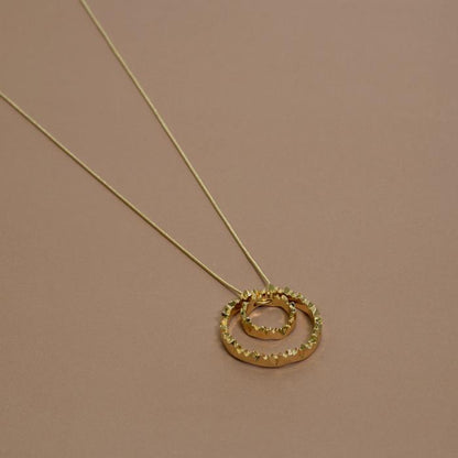 40" Gold Serrated Ring Necklace