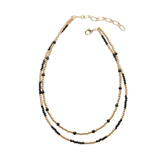 GOLD BEADED 2 ROW NECKLACE