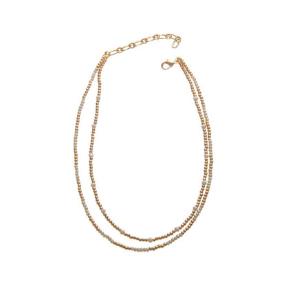 GOLD BEADED 2 ROW NECKLACE