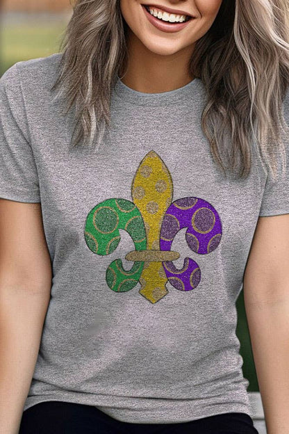 Fleur De Lis, Mardi Gras, Unisex Round Neck T-Shirt