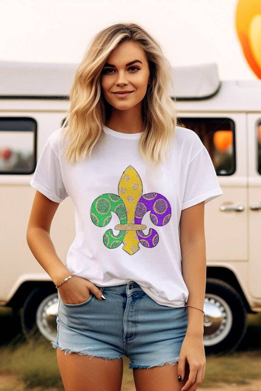 Fleur De Lis, Mardi Gras, Unisex Round Neck T-Shirt