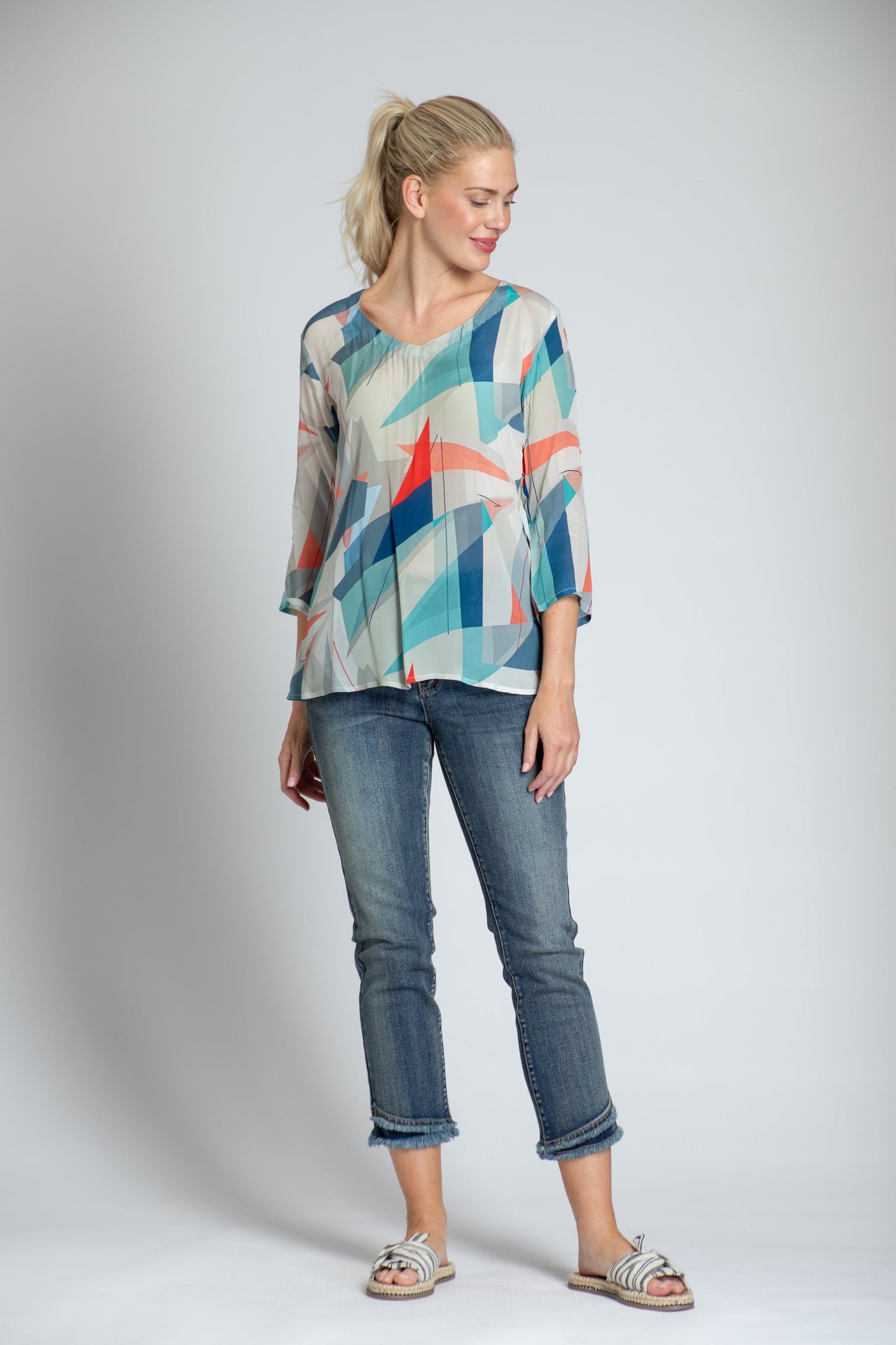 3/4 sleeve v-neck top