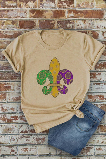 Fleur De Lis, Mardi Gras, Unisex Round Neck T-Shirt