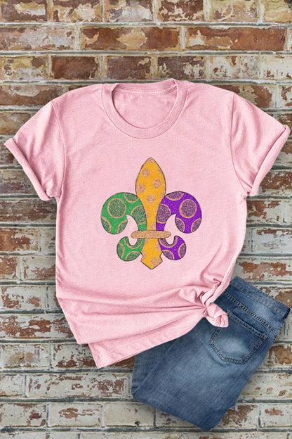 Fleur De Lis, Mardi Gras, Unisex Round Neck T-Shirt