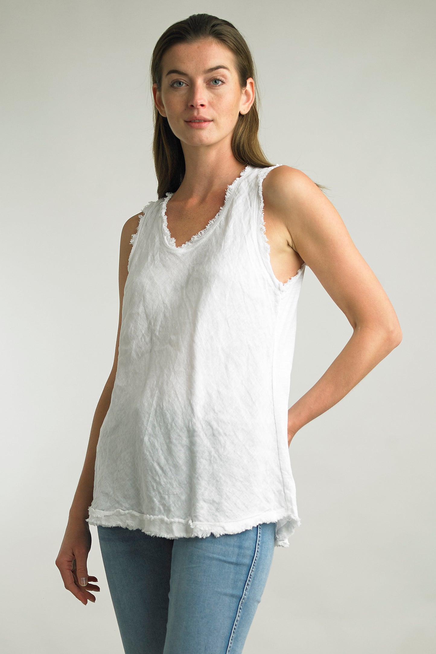 Women's Long Tank Frayed Edges