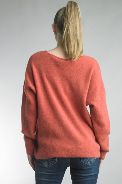 Women's lightweight v-neck fuzzy sweater