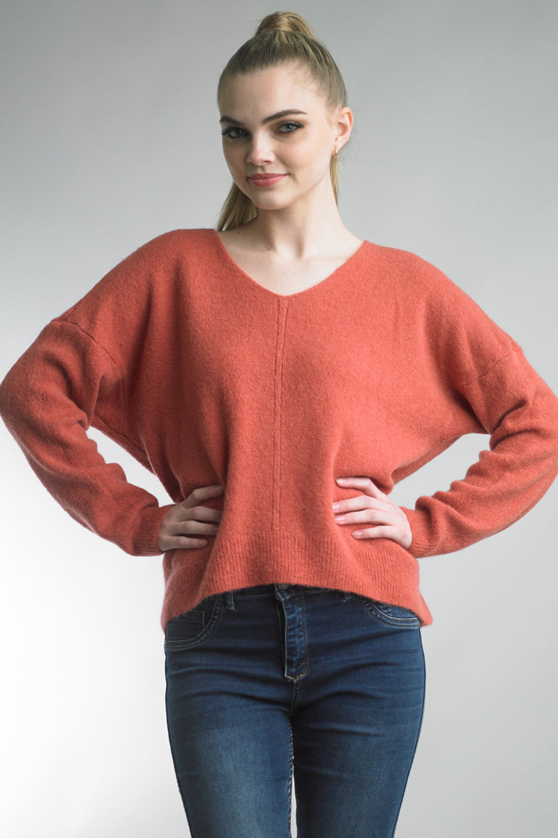 Women's lightweight v-neck fuzzy sweater