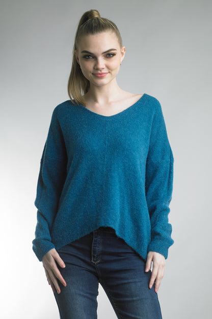 Women's lightweight v-neck fuzzy sweater