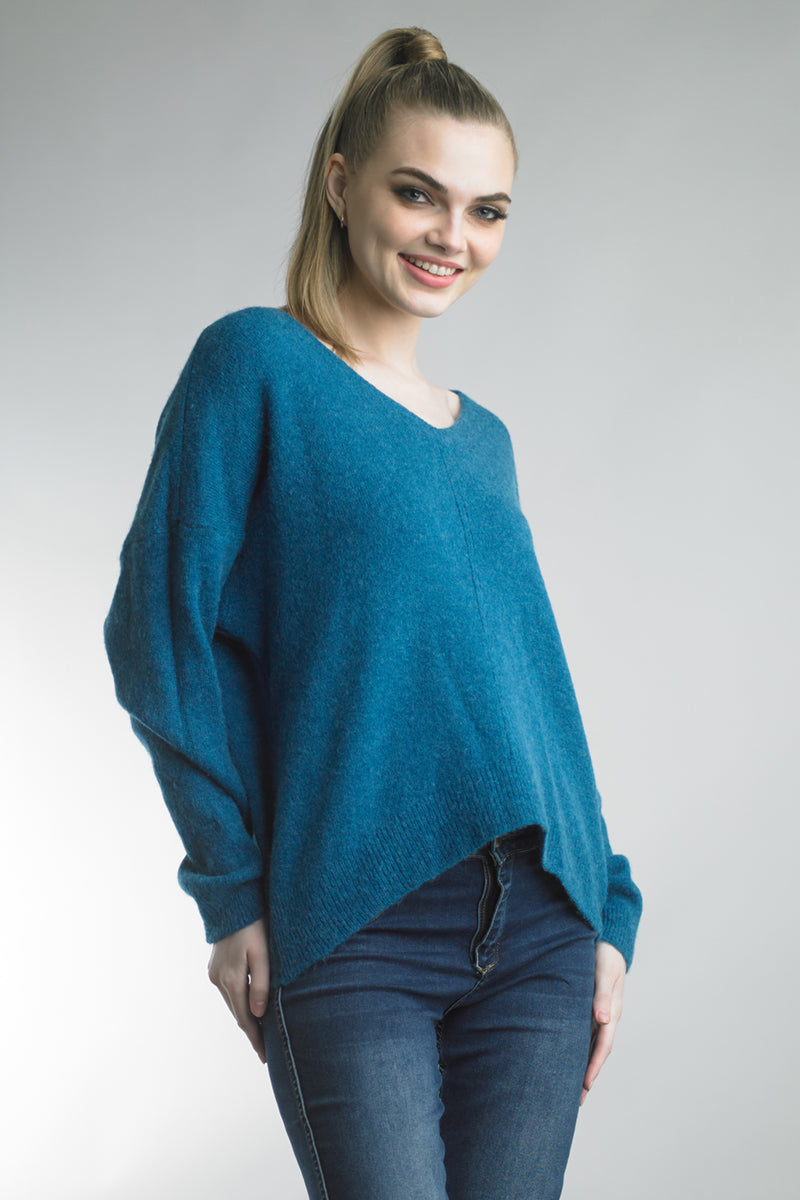 Women's lightweight v-neck fuzzy sweater