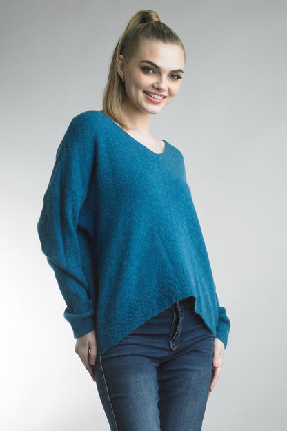 Women's lightweight v-neck fuzzy sweater