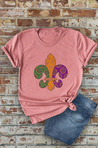 Fleur De Lis, Mardi Gras, Unisex Round Neck T-Shirt