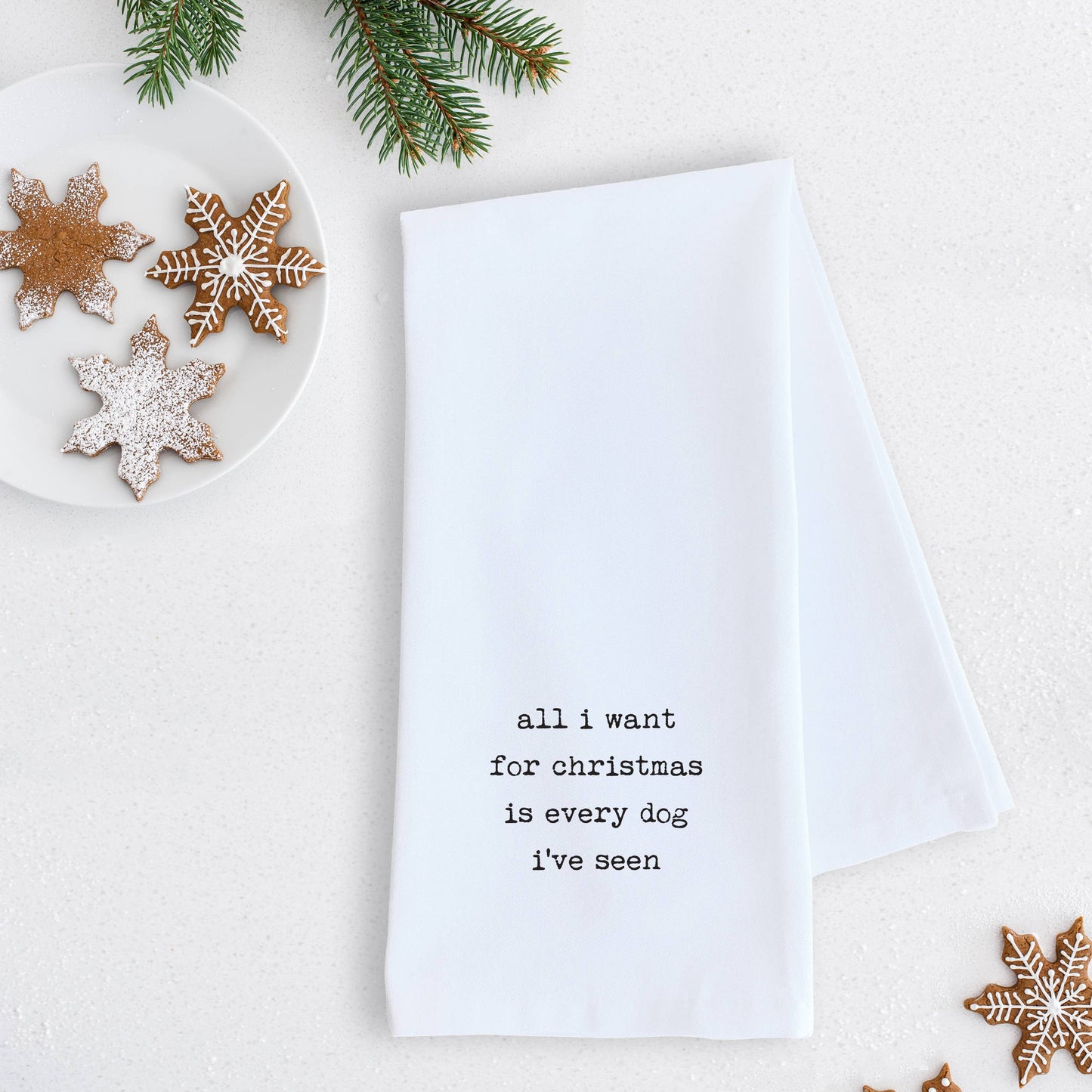 All I Want For Christmas Is Every Dog  - Tea Towel - Holiday: RED