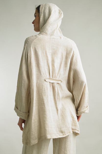 Women's Washed Linen Hooded Jacket