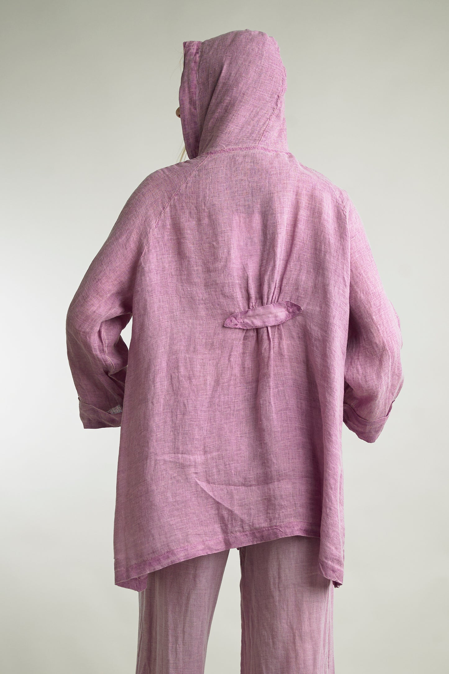 Women's Washed Linen Hooded Jacket