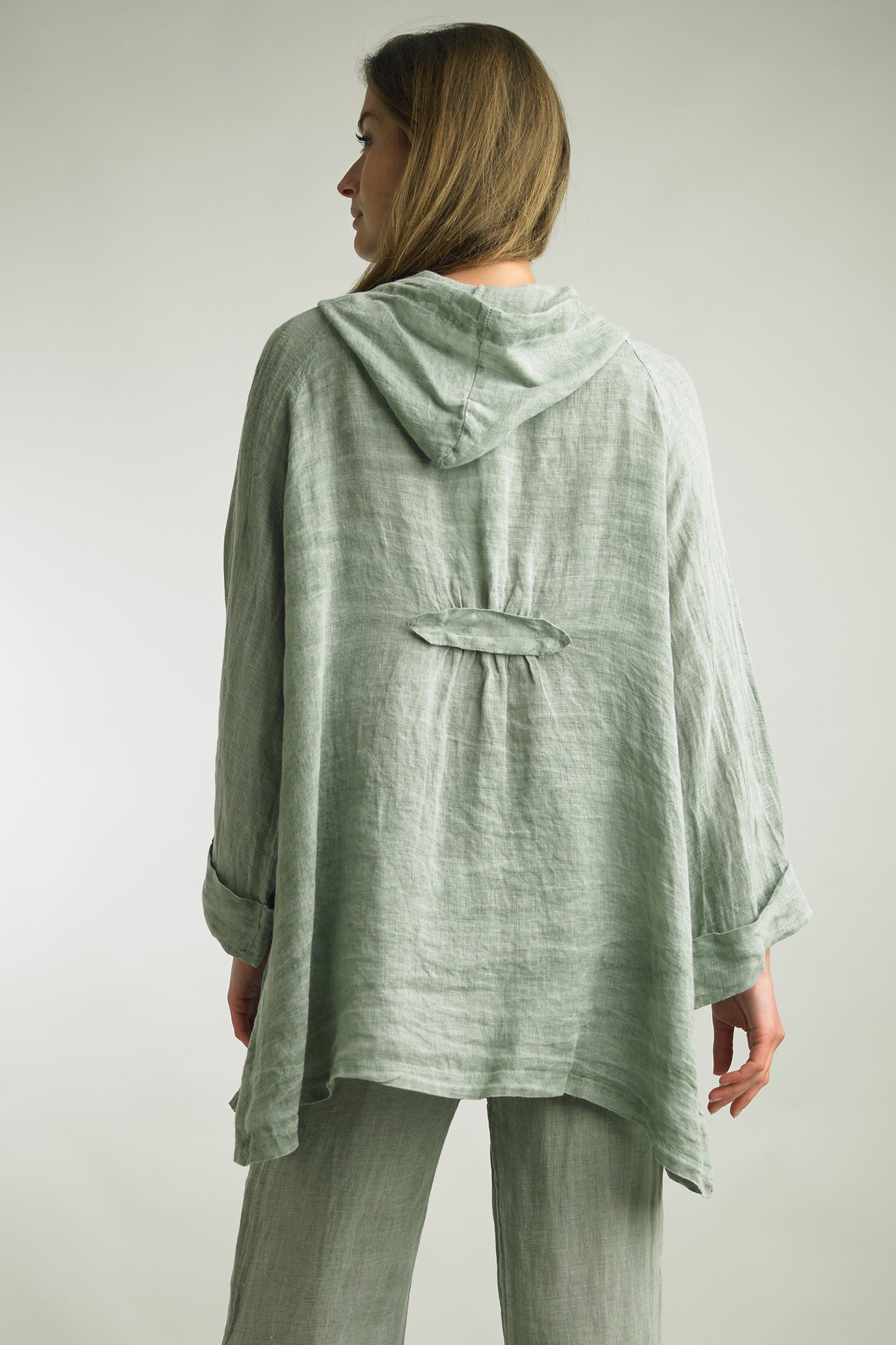 Women's Washed Linen Hooded Jacket