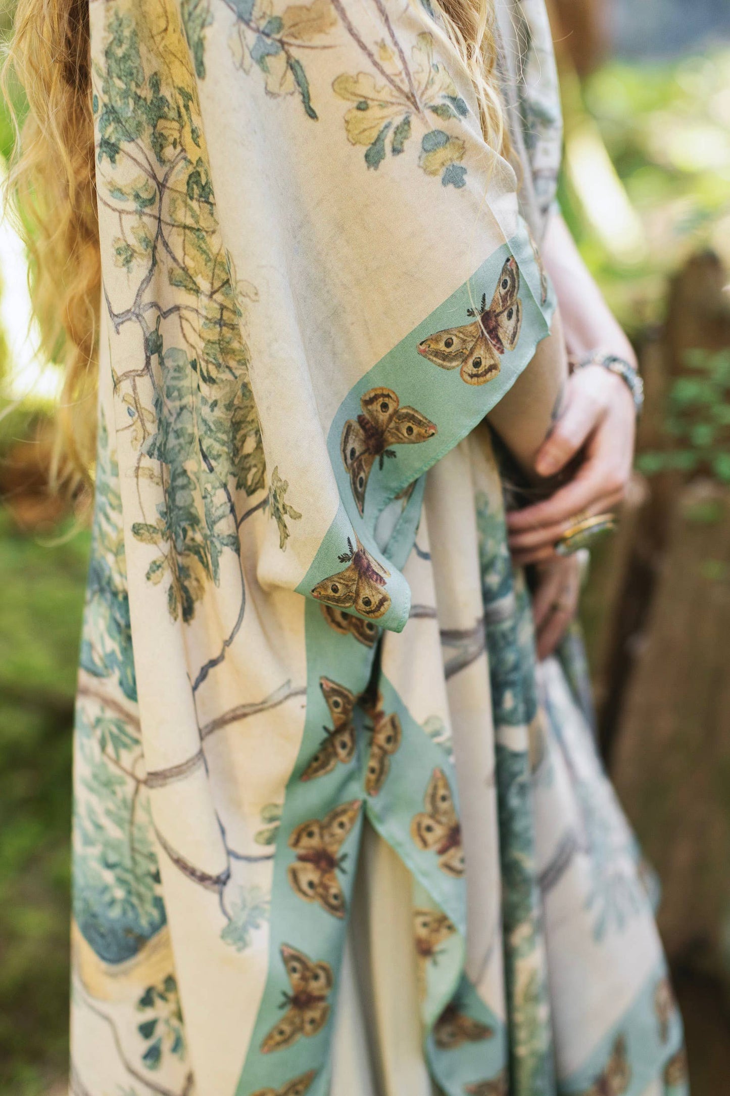 Earth and Sky Bohemian Bamboo Kimono with Tree Print