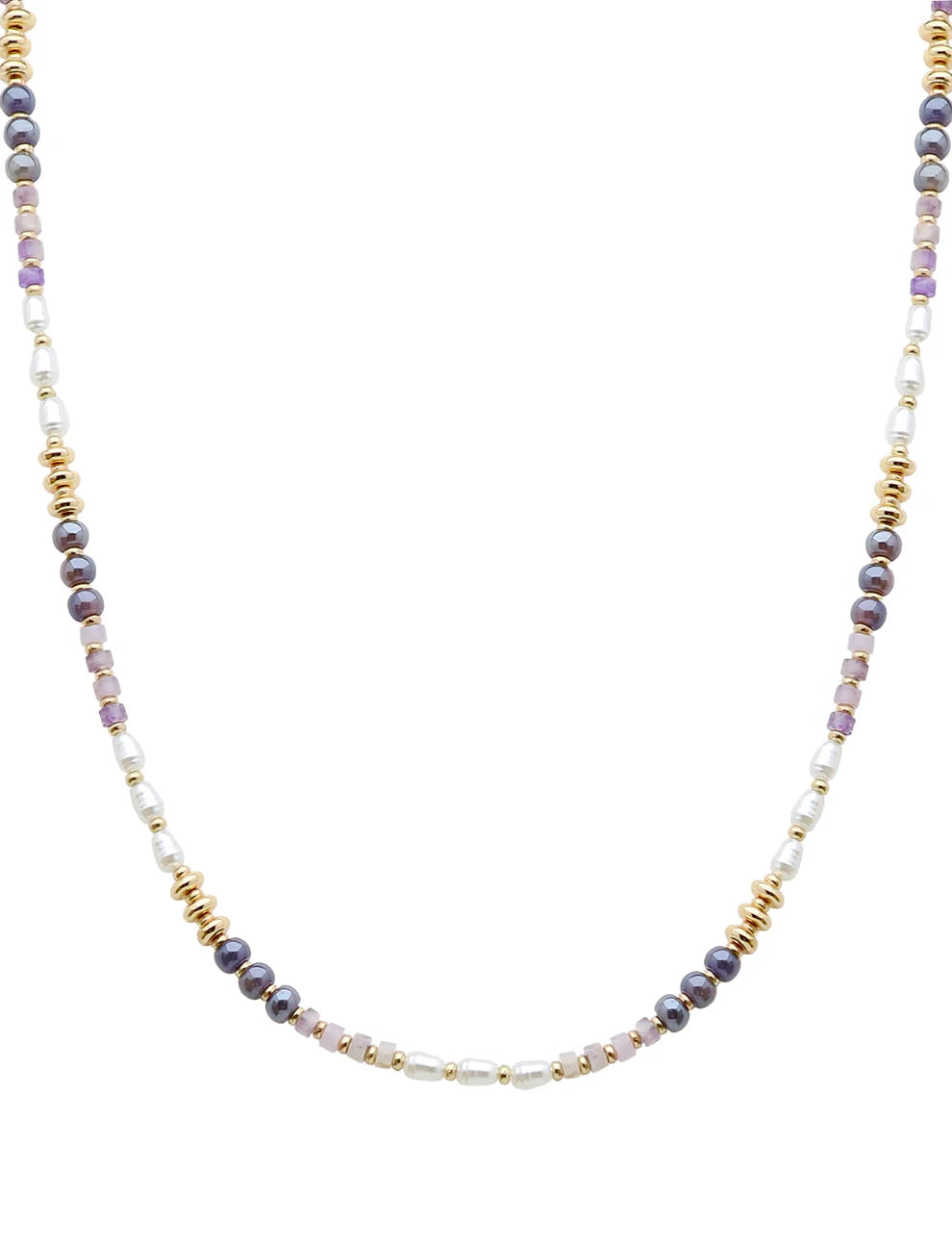 Pearl and Gold Beaded "Candy" Beaded 16"-18" Necklace