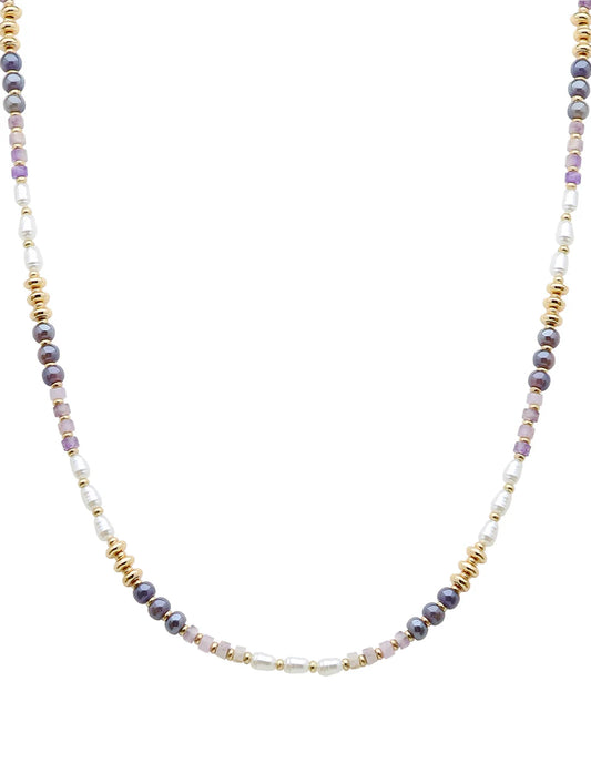 Pearl and Gold Beaded "Candy" Beaded 16"-18" Necklace