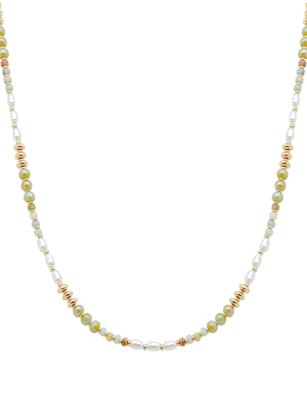 Pearl and Gold Beaded "Candy" Beaded 16"-18" Necklace