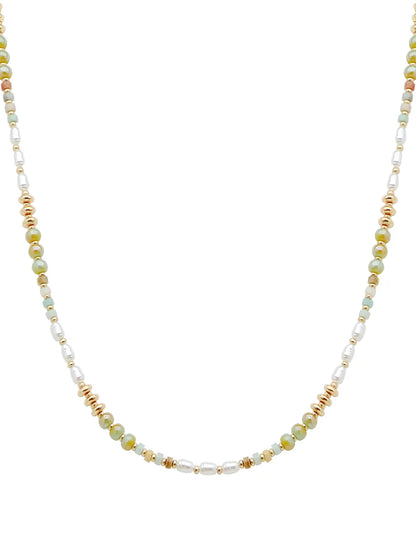 Pearl and Gold Beaded "Candy" Beaded 16"-18" Necklace