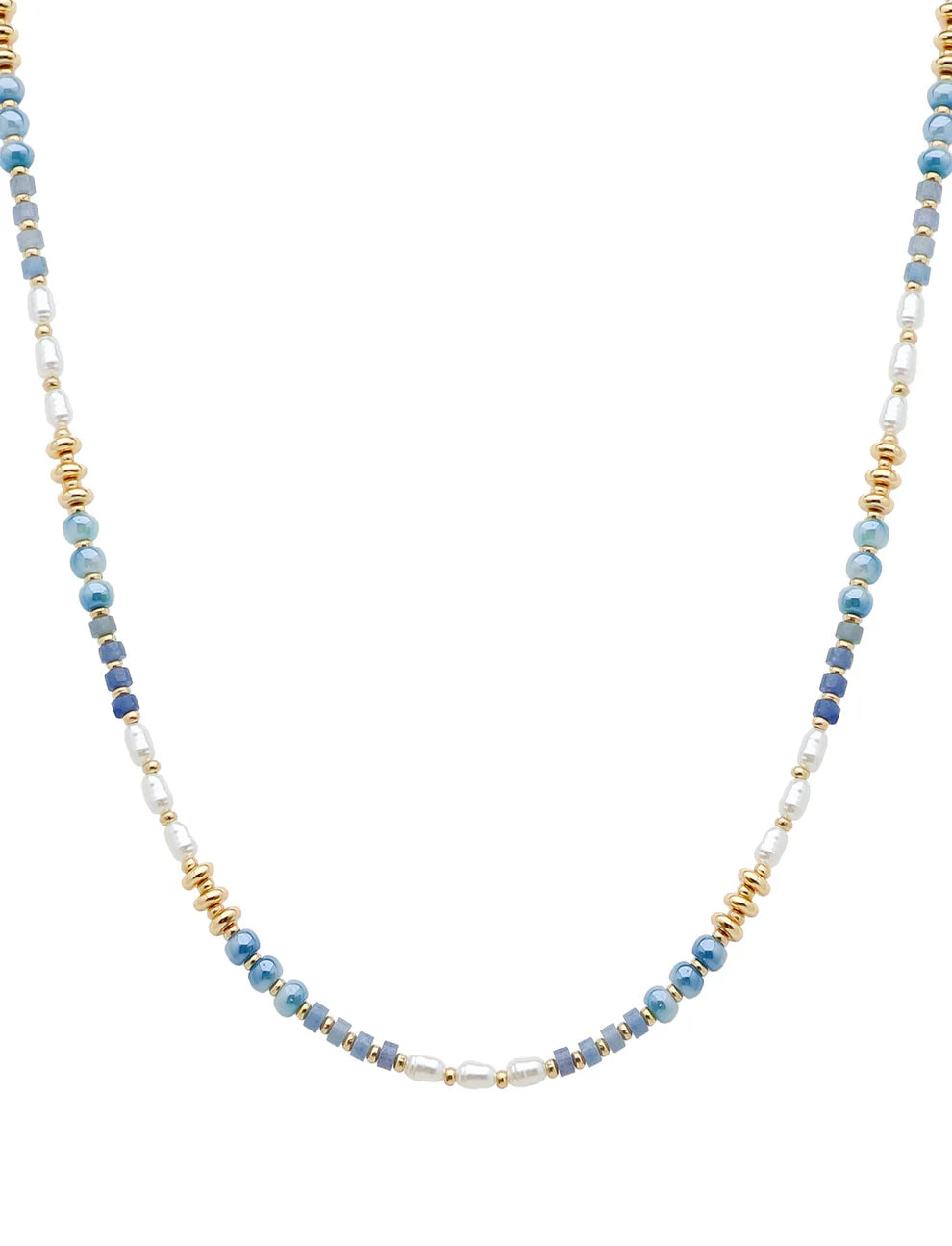 Pearl and Gold Beaded "Candy" Beaded 16"-18" Necklace