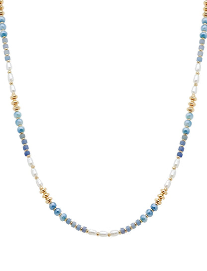 Pearl and Gold Beaded "Candy" Beaded 16"-18" Necklace