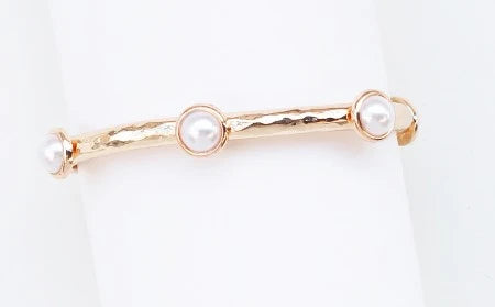 Gold Bangle with Pearl Bracelet