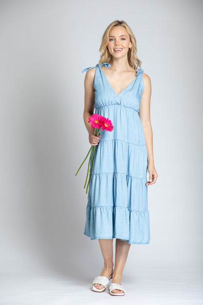 Sleeveless Dress with tie sheered detail