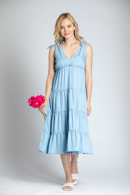 Sleeveless Dress with tie sheered detail