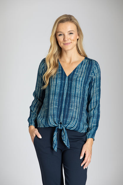 Women's V-Neck Tie Front Top