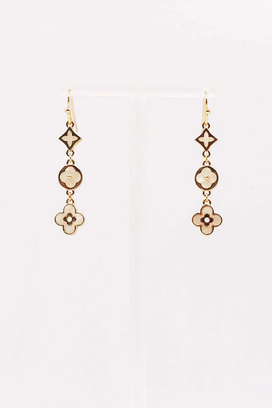 Gold with Enamel Clover Drop 1.5