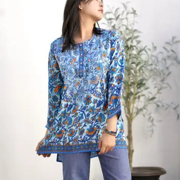 Embroidered Tunic Blue Multi