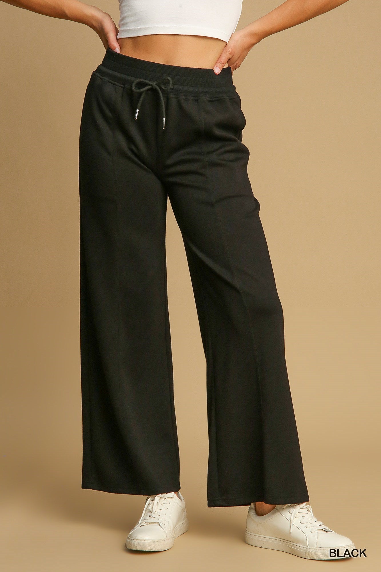 Neoknit Highwaist Pull On Wide Leg Sweatpants w/ Drawstring