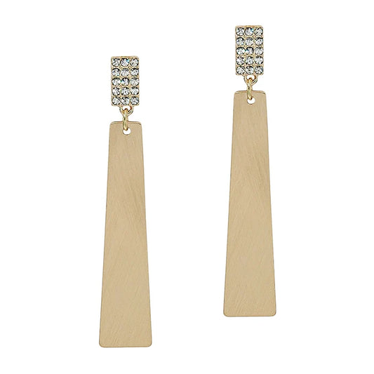 Rectangle Bar & Rhinestone Earrings