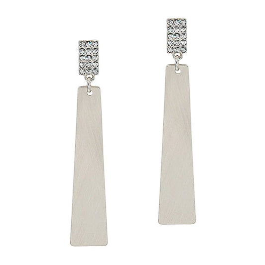 Rectangle Bar & Rhinestone Earrings