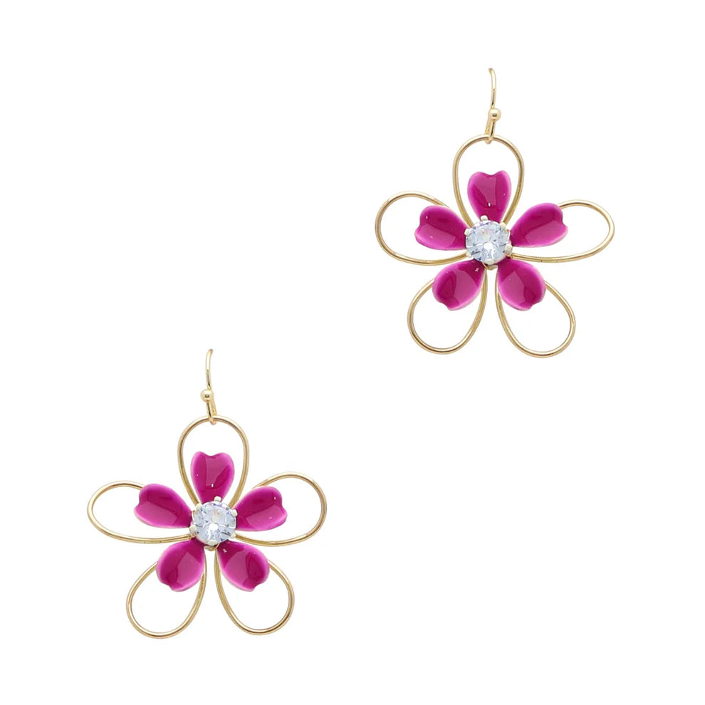 Acrylic and Gold Flower .5" Earring